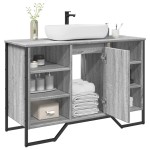 vidaXL Dulap chiuvetă baie, gri sonoma, 91x35x60 cm, lemn prelucrat vidaXL Dulap chiuvetă baie, gri sonoma, 91x35x60 cm, lemn prelucrat