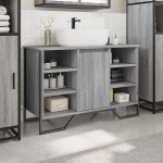 vidaXL Dulap chiuvetă baie, gri sonoma, 91x35x60 cm, lemn prelucrat vidaXL Dulap chiuvetă baie, gri sonoma, 91x35x60 cm, lemn prelucrat