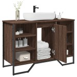 vidaXL Dulap chiuvetă de baie, stejar maro, 91x35x60 cm lemn prelucrat vidaXL Dulap chiuvetă de baie, stejar maro, 91x35x60 cm lemn prelucrat