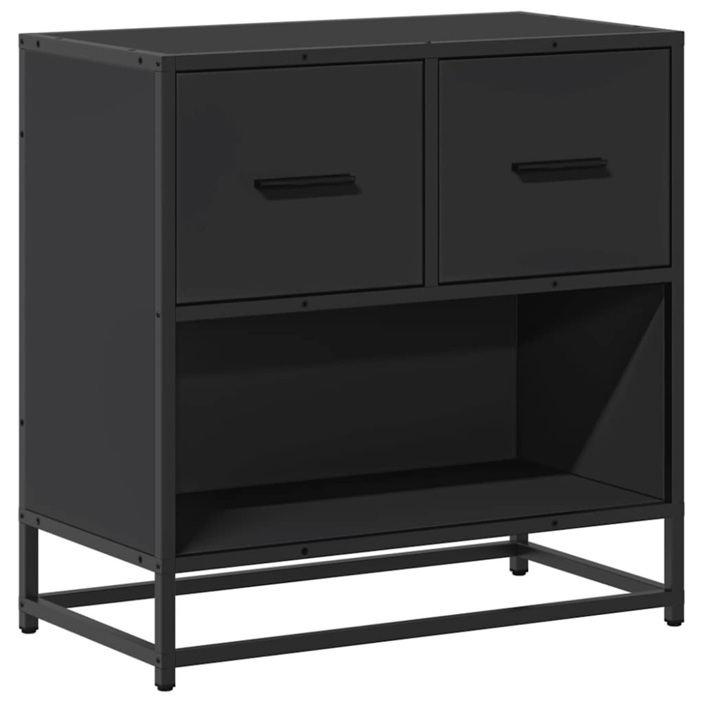 vidaXL Noptiera neagra 60x31x60 cm lemn prelucrat si metal