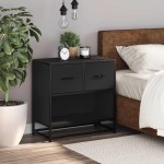 vidaXL Noptiera neagra 60x31x60 cm lemn prelucrat si metal
