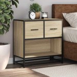 vidaXL Noptiera din stejar Sonoma 60x31x60 cm lemn prelucrat si metal