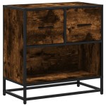 vidaXL Noptiera stejar afumat 60x31x60 cm lemn prelucrat si metal