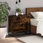 vidaXL Noptiera stejar afumat 60x31x60 cm lemn prelucrat si metal