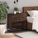 vidaXL Noptiera stejar maro 60x31x60 cm lemn prelucrat si metal