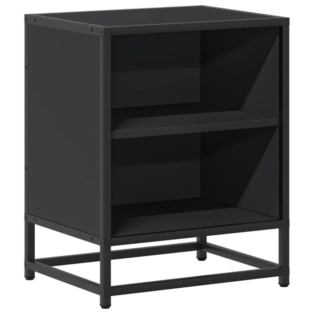 vidaXL Noptiera neagra 40x31x50 cm lemn prelucrat si metal