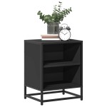 vidaXL Noptiera neagra 40x31x50 cm lemn prelucrat si metal
