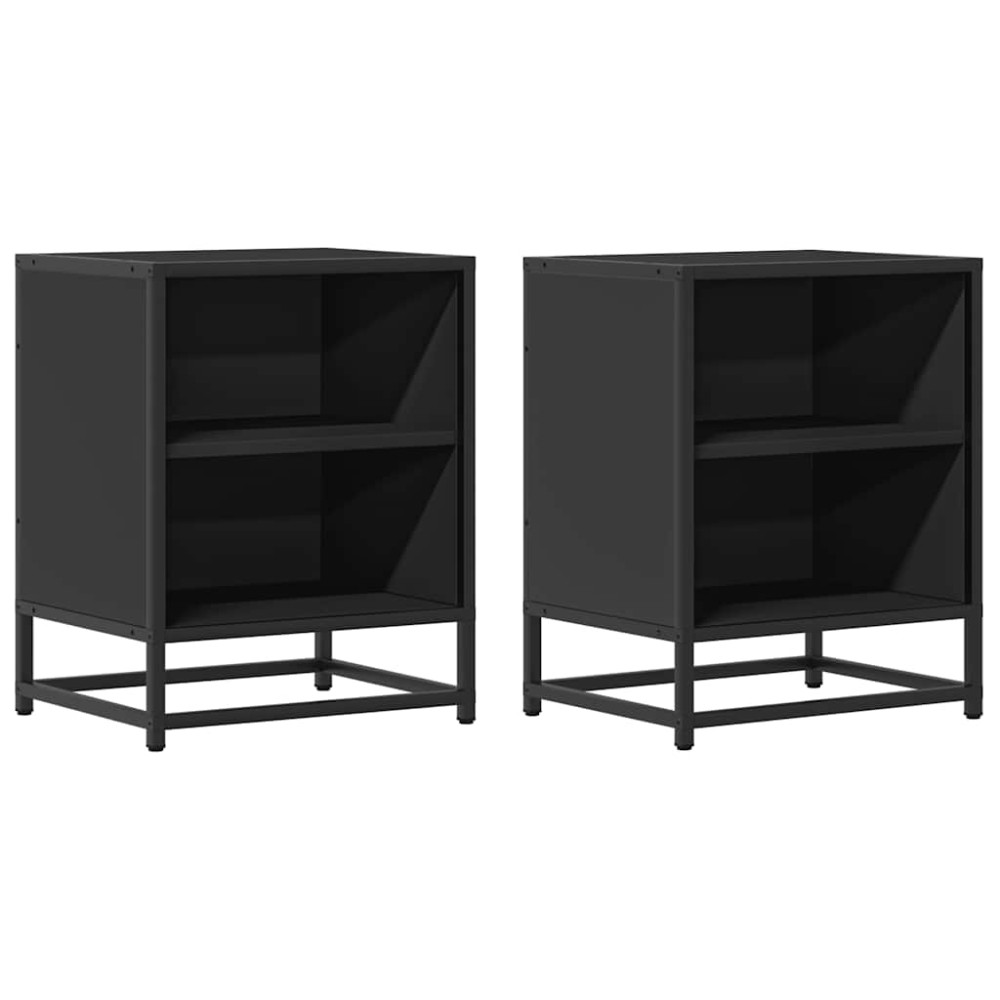 vidaXL Noptiere 2 buc Negru 40x31x50 cm Lemn și metal prelucrat