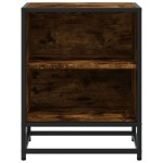vidaXL Noptiera 2 buc stejar afumat 40x31x50cm lemn prelucrat si metal vidaXL Noptiera 2 buc stejar afumat 40x31x50cm lemn prelucrat si metal
