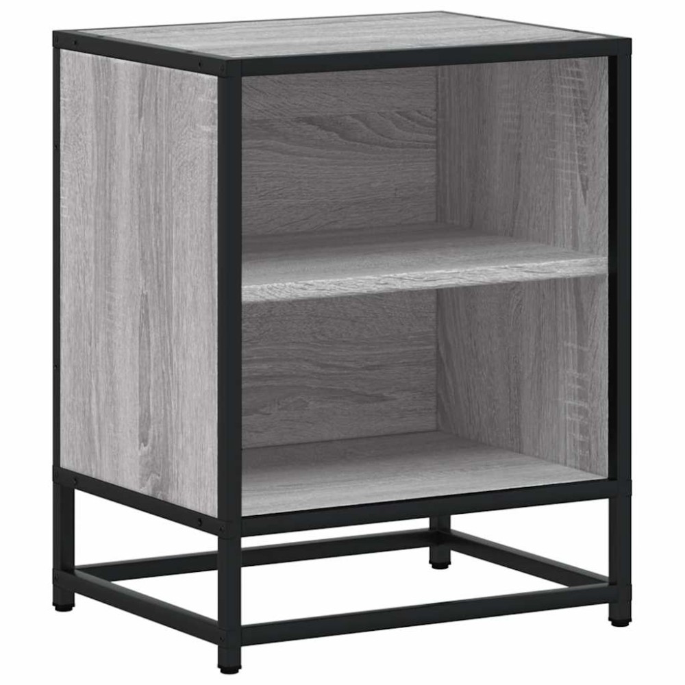 vidaXL Noptiera gri Sonoma 40x31x50 cm lemn prelucrat si metal