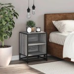 vidaXL Noptiera gri Sonoma 40x31x50 cm lemn prelucrat si metal
