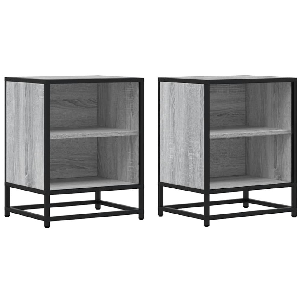 vidaXL Noptiere 2 buc Gri Sonoma 40x31x50 cm lemn prelucrat și metal