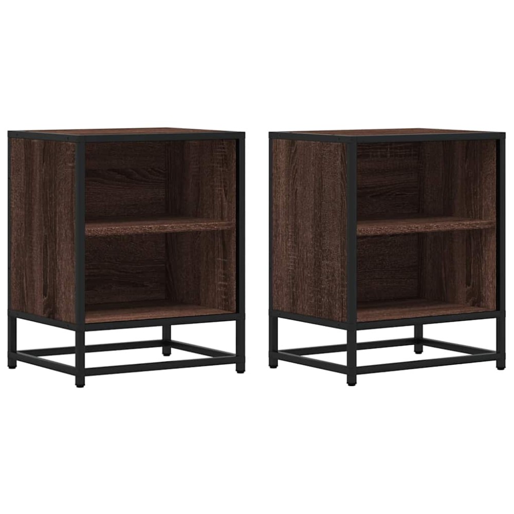 vidaXL Noptiere 2 buc Stejar maro 40x31x50 cm Lemn prelucrat și metal