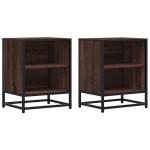 vidaXL Noptiere 2 buc Stejar maro 40x31x50 cm Lemn prelucrat și metal