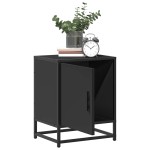 vidaXL Noptiera neagra 40x31x50 cm lemn prelucrat si metal