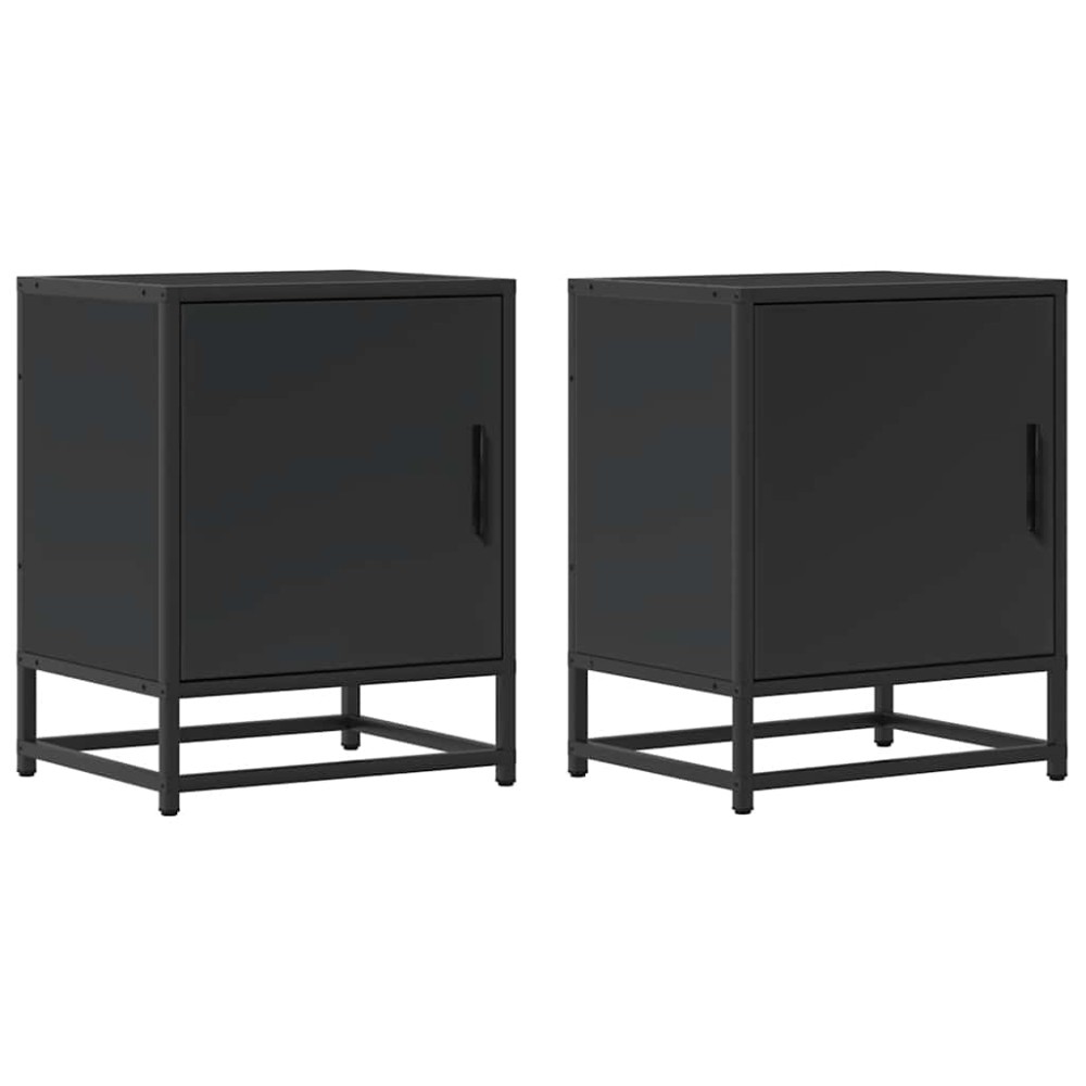 vidaXL Noptiere 2 buc Negru 40x31x50 cm Lemn și metal prelucrat