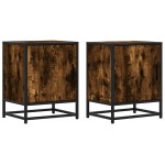 vidaXL Noptiera 2 buc stejar afumat 40x31x50cm lemn prelucrat si metal vidaXL Noptiera 2 buc stejar afumat 40x31x50cm lemn prelucrat si metal