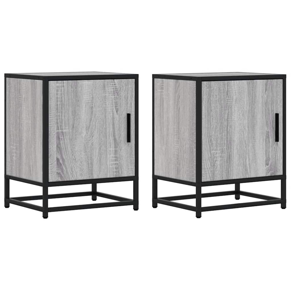 vidaXL Noptiere 2 buc Gri Sonoma 40x31x50 cm lemn prelucrat și metal