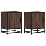 vidaXL Noptiere 2 buc Stejar maro 40x31x50 cm Lemn prelucrat și metal