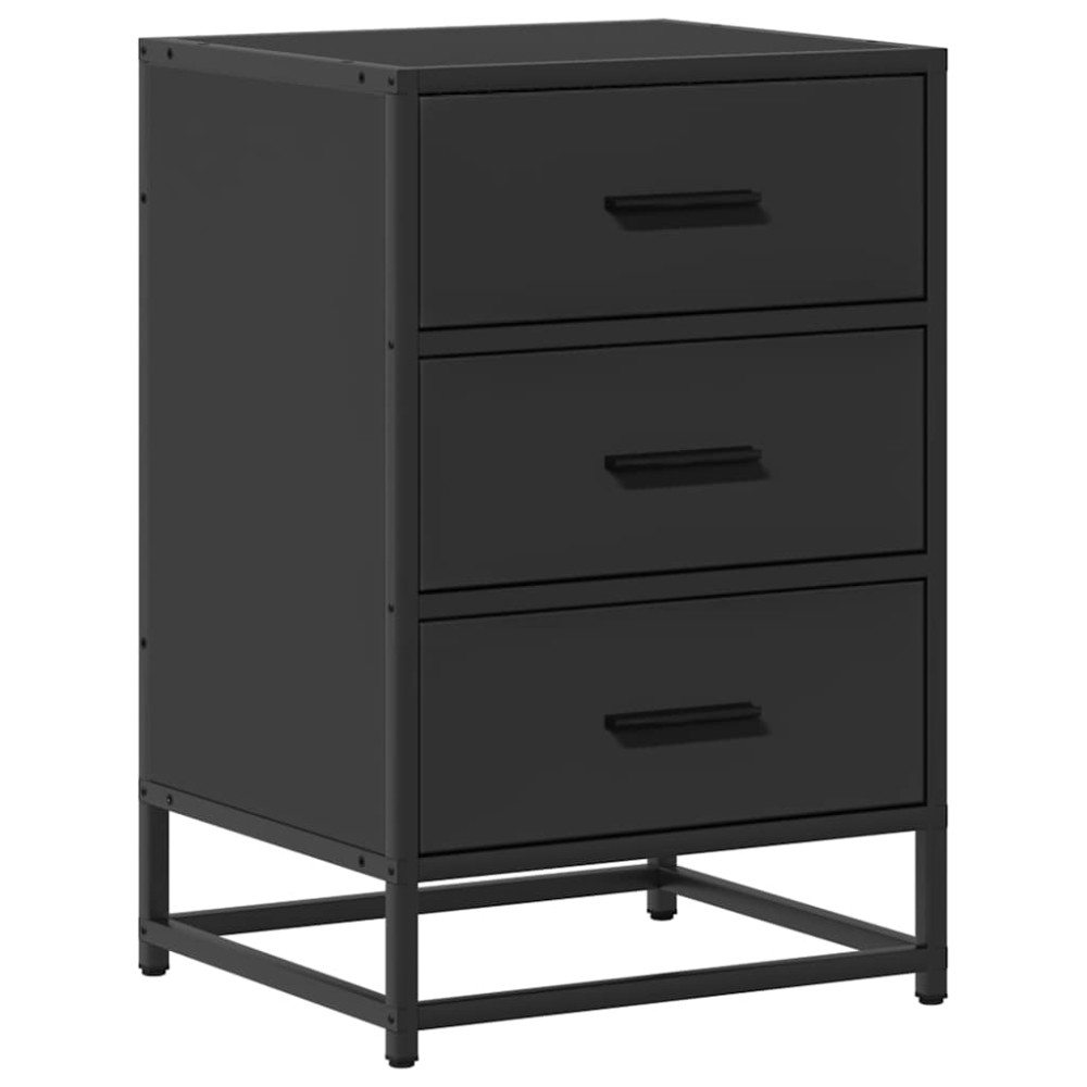 vidaXL Noptiera neagra 40x34,5x60 cm lemn prelucrat si metal