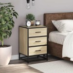 vidaXL Noptiera din stejar Sonoma 40x34,5x60cm lemn prelucrat si metal