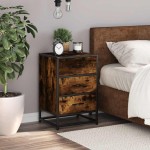vidaXL Noptiera stejar afumat 40x34,5x60 cm lemn prelucrat si metal