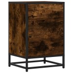 vidaXL Noptiera stejar afumat 40x34,5x60 cm lemn prelucrat si metal