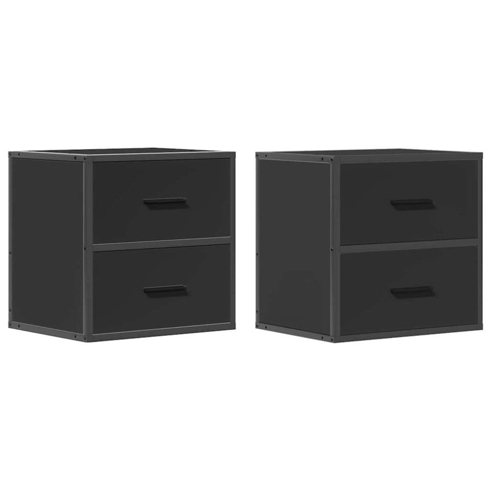 vidaXL Noptiere de perete, 2 buc., negru, 40x31x39,5 cm