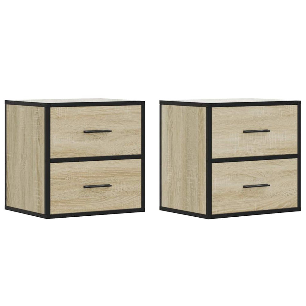 vidaXL Noptiere de perete, 2 buc., stejar sonoma, 40x31x39,5 cm