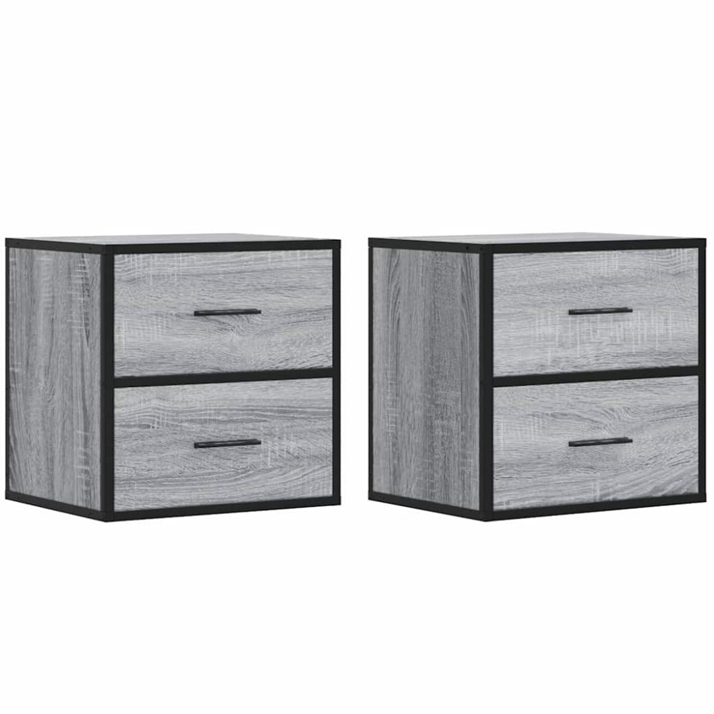 vidaXL Noptiere de perete, 2 buc., sonoma gri, 40x31x39,5 cm