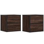 vidaXL Noptiere de perete, 2 buc., stejar maro, 40x31x39,5 cm