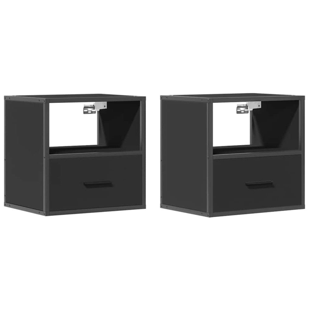 vidaXL Noptiere de perete, 2 buc., negru, 40x31x39,5 cm