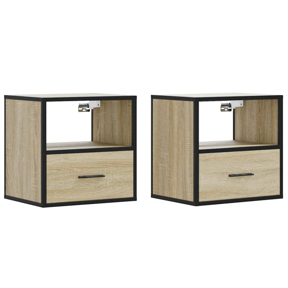 vidaXL Noptiere de perete, 2 buc., stejar sonoma, 40x31x39,5 cm