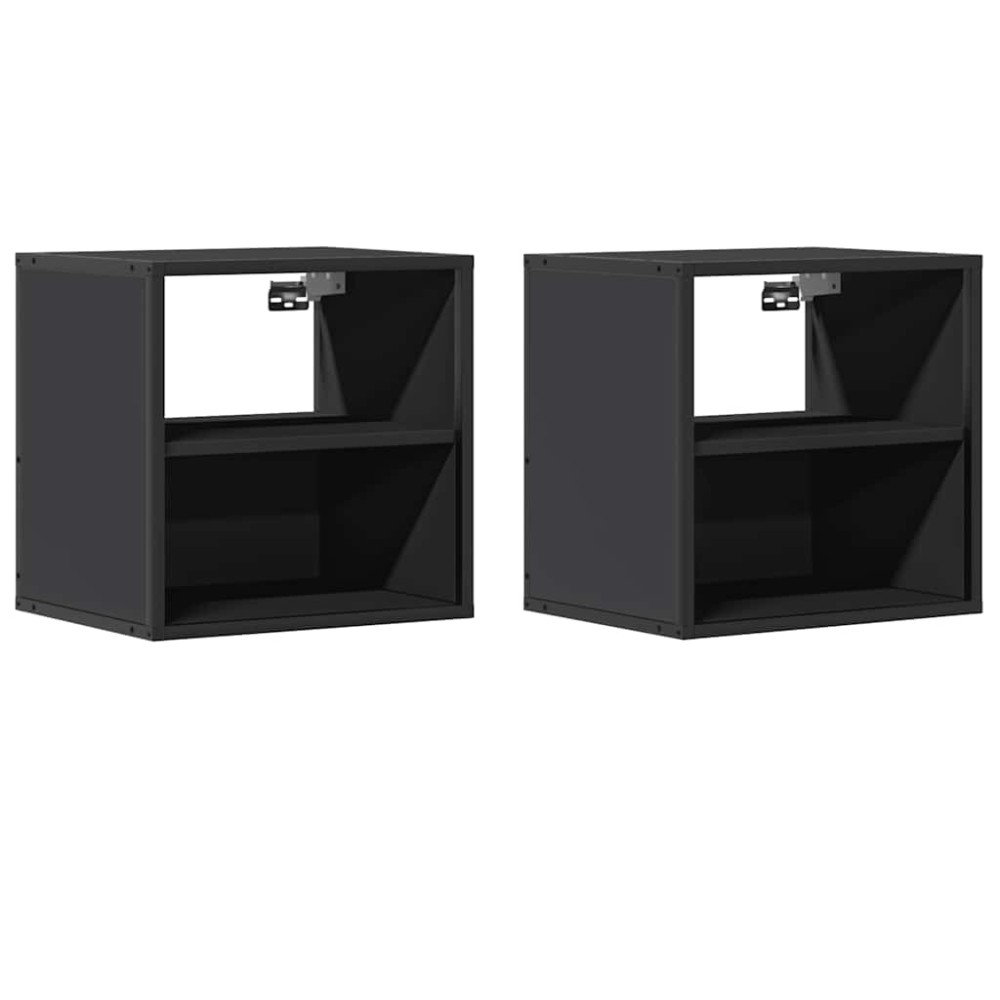 vidaXL Noptiere de perete, 2 buc., negru, 40x31x39,5 cm