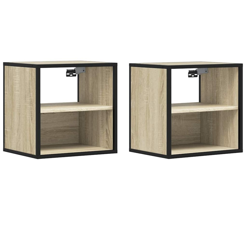vidaXL Noptiere de perete, 2 buc., stejar sonoma, 40x31x39,5 cm
