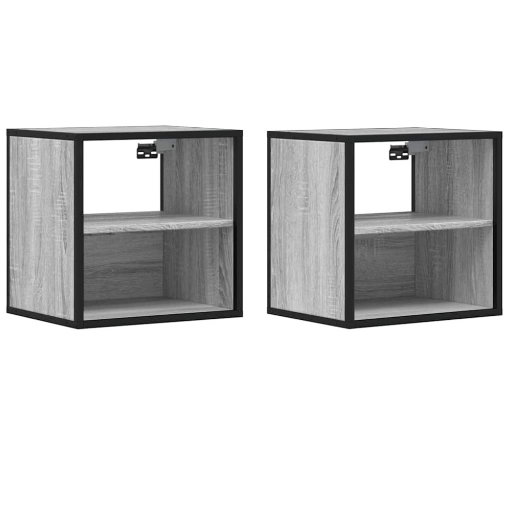vidaXL Noptiere de perete, 2 buc., sonoma gri, 40x31x39,5 cm