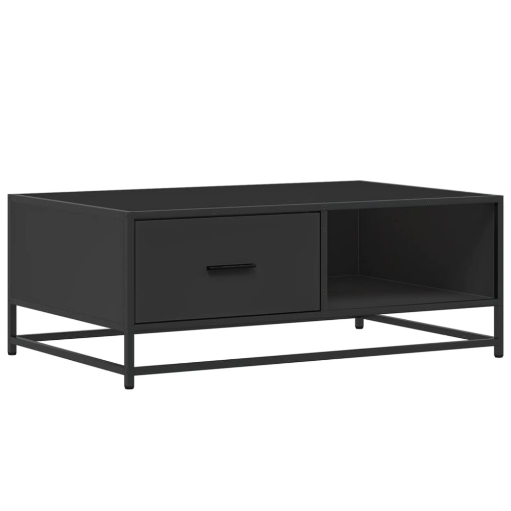 vidaXL Măsuță de cafea, negru, 90x57x35 cm, lemn prelucrat și metal