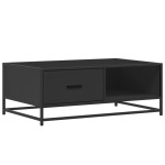 vidaXL Măsuță de cafea, negru, 90x57x35 cm, lemn prelucrat și metal