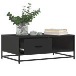 vidaXL Măsuță de cafea, negru, 90x57x35 cm, lemn prelucrat și metal