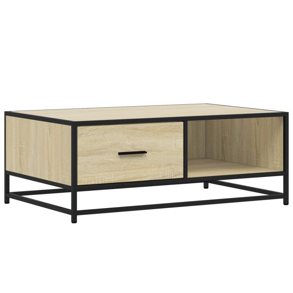 vidaXL Măsuță cafea stejar sonoma 90x57x35 cm lemn prelucrat și metal