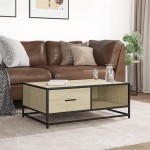 vidaXL Măsuță cafea stejar sonoma 90x57x35 cm lemn prelucrat și metal vidaXL Măsuță cafea stejar sonoma 90x57x35 cm lemn prelucrat și metal