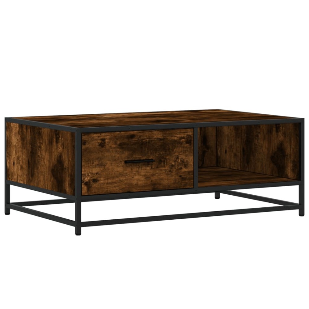 vidaXL Măsuță de cafea stejar fumuriu 90x57x35cm lemn prelucrat/metal