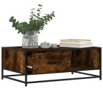 vidaXL Măsuță de cafea stejar fumuriu 90x57x35cm lemn prelucrat/metal vidaXL Măsuță de cafea stejar fumuriu 90x57x35cm lemn prelucrat/metal