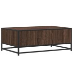 vidaXL Măsuță cafea, stejar maro, 90x57x35 cm, lemn prelucrat/metal vidaXL Măsuță cafea, stejar maro, 90x57x35 cm, lemn prelucrat/metal