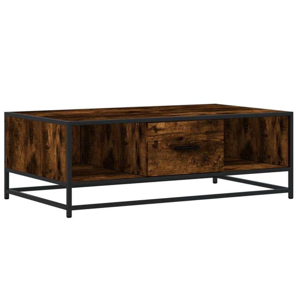vidaXL Măsuță de cafea stejar fumuriu 100x57x35cm lemn prelucrat/metal