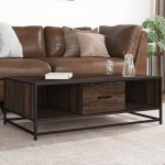 vidaXL Măsuță cafea, stejar maro, 100x57x35 cm, lemn prelucrat/metal vidaXL Măsuță cafea, stejar maro, 100x57x35 cm, lemn prelucrat/metal