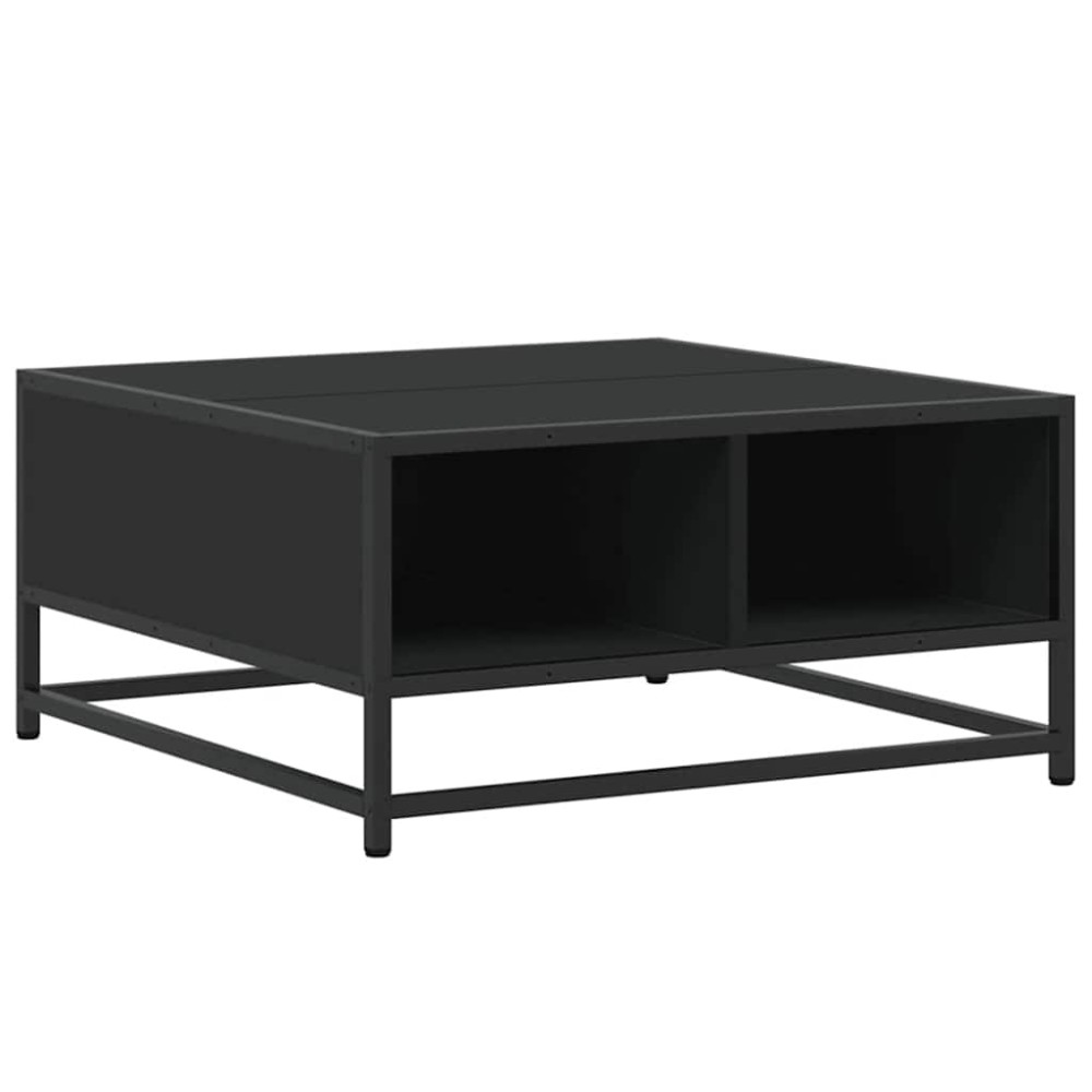 vidaXL Măsuță de cafea, negru, 60,5x60,5x30 cm, lemn prelucrat/metal
