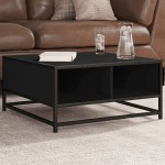 vidaXL Măsuță de cafea, negru, 60,5x60,5x30 cm, lemn prelucrat/metal vidaXL Măsuță de cafea, negru, 60,5x60,5x30 cm, lemn prelucrat/metal