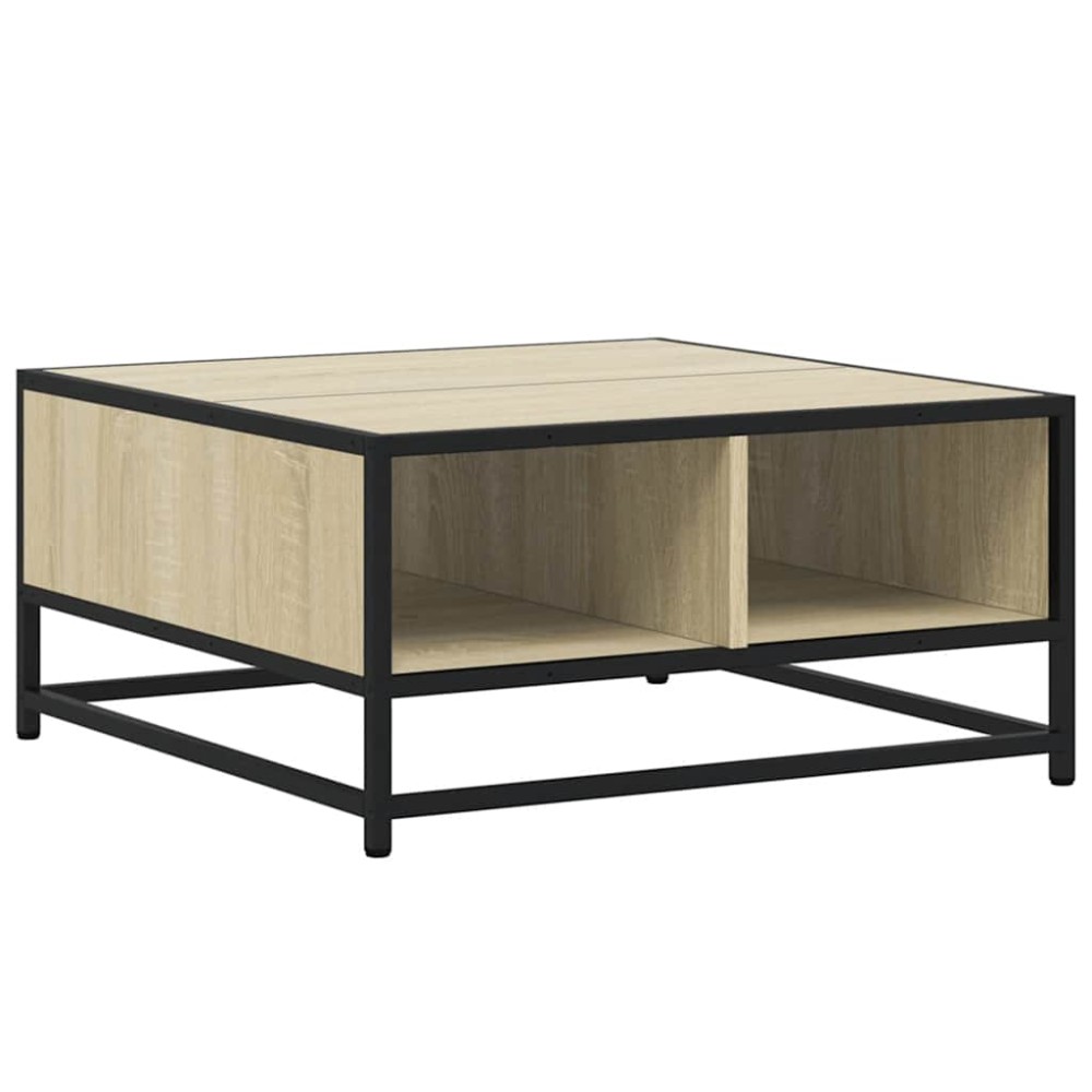 vidaXL Măsuță cafea stejar sonoma 60,5x60,5x30 cm lemn prelucrat/metal