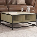vidaXL Măsuță cafea stejar sonoma 60,5x60,5x30 cm lemn prelucrat/metal vidaXL Măsuță cafea stejar sonoma 60,5x60,5x30 cm lemn prelucrat/metal